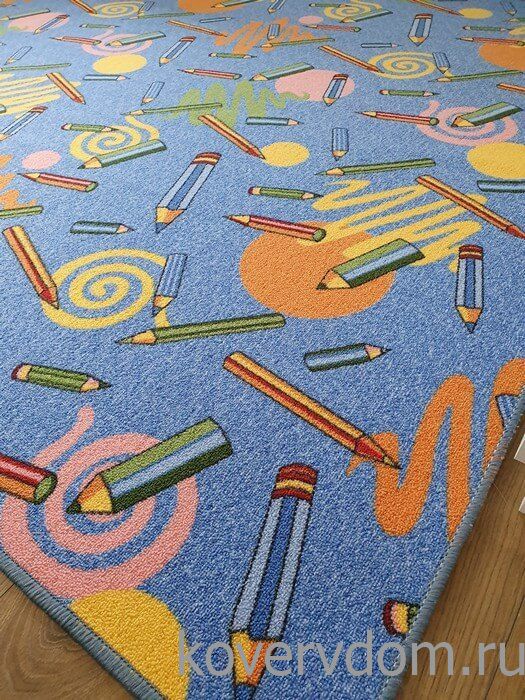 Детский ковер-палас ЦВЕТНЫЕ КАРАНДАШИ 1127-51 СИНИЙ 