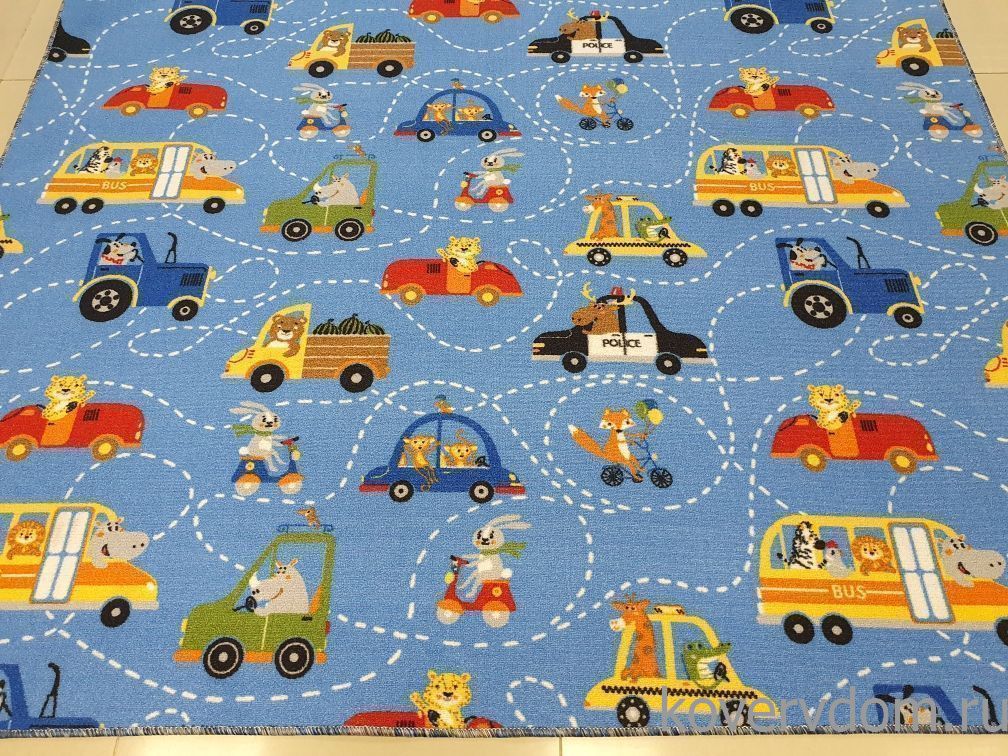 Детский ковер-палас ZVEROPOLIS сине-голубой 