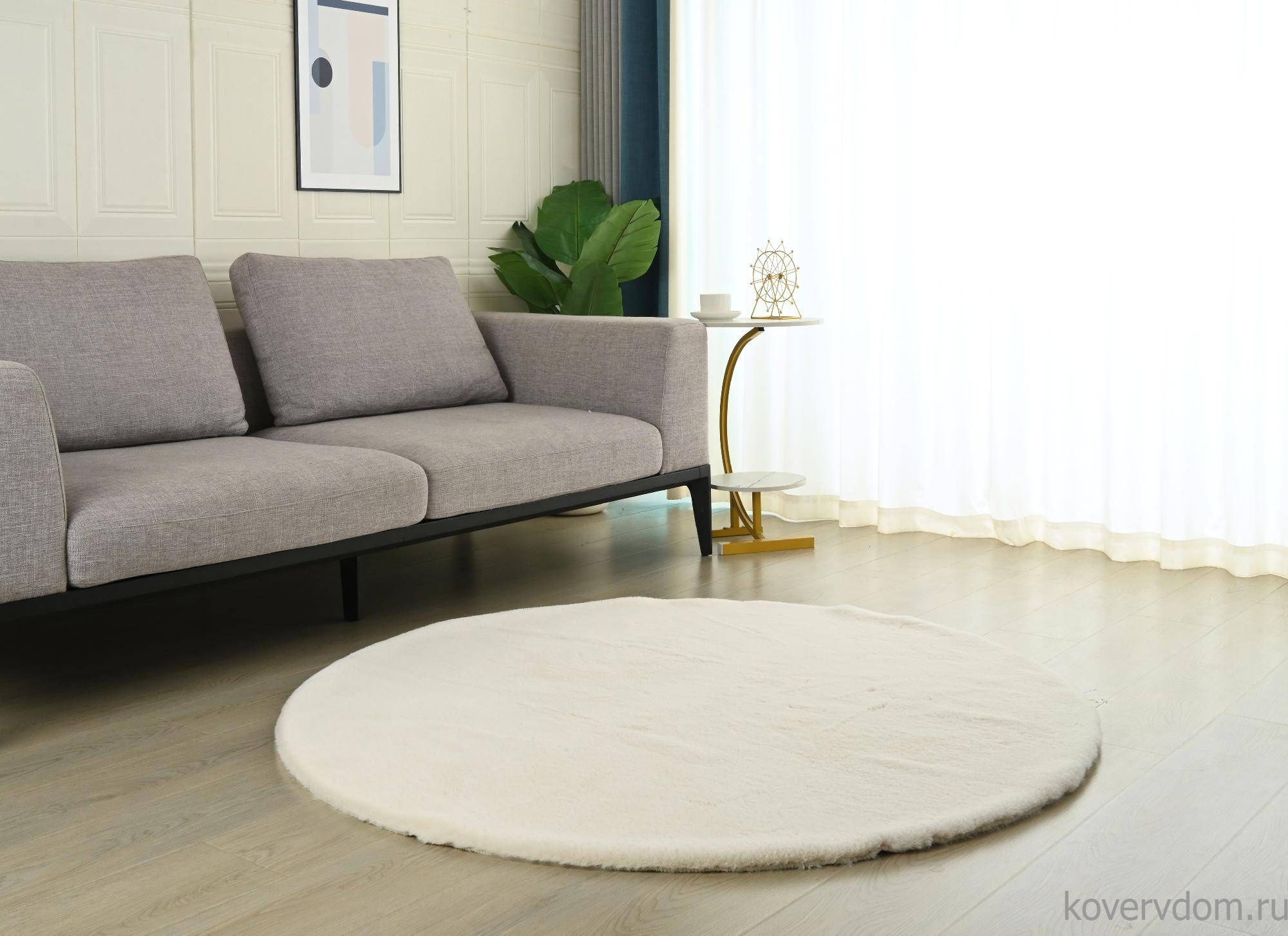 Ковер из искусственного меха RABBIT PREMIUM MS1000 CREAM Круг