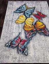 Ручной ковер с бабочками RIO C064 GRAY-MULTICOLOR