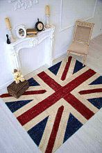 Разноцветный круглый ковер винтажный ручной работы Британский флаг Vintage Flag Patchwork 22228