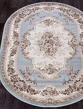 Ковер белый VALENCIA DELUXE-A 4015 L.BLUE-BROWN Овал